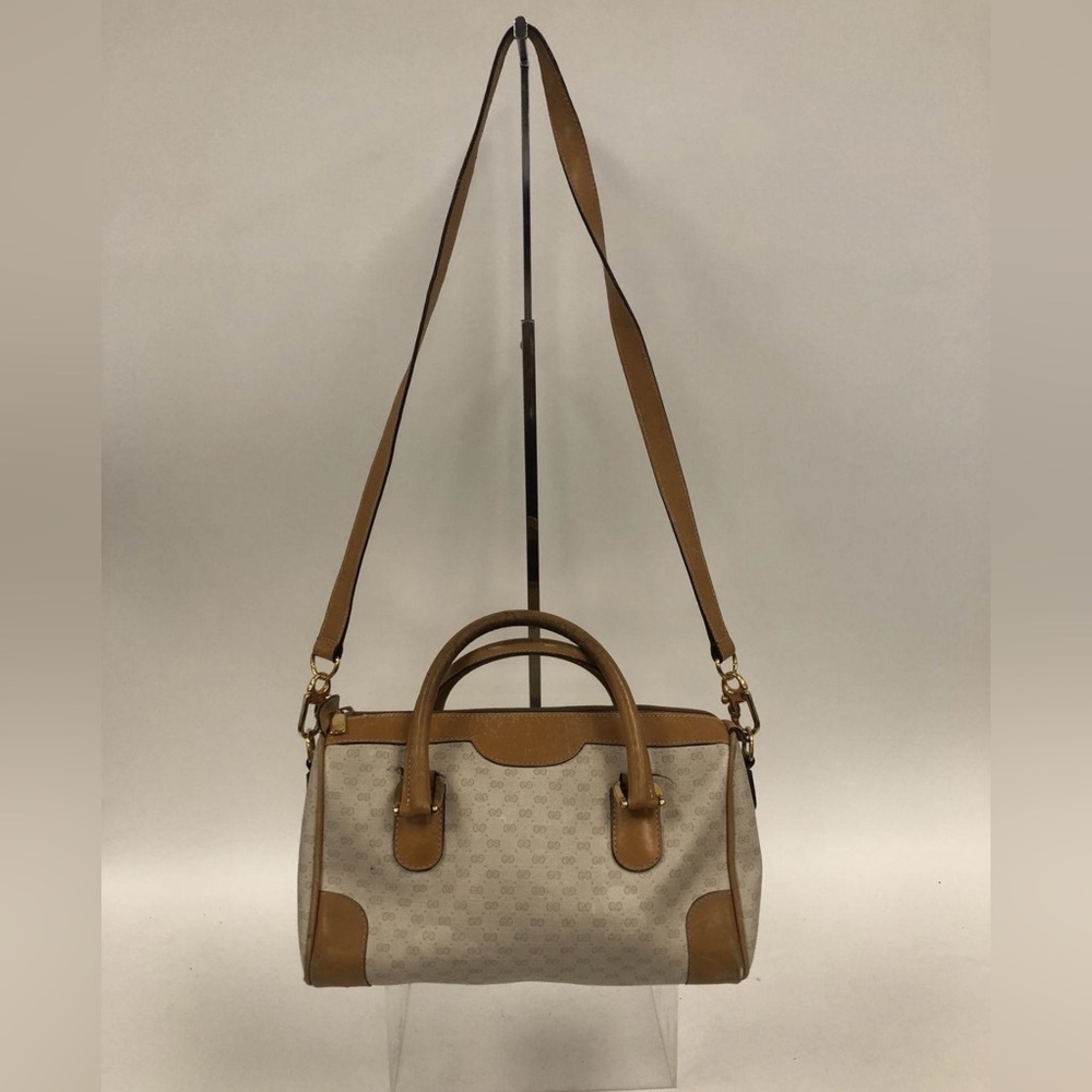 Gucci Tan and Cream Satchel Bag